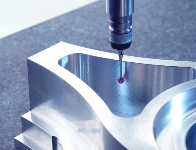 CMM inspects milled component made of Monel