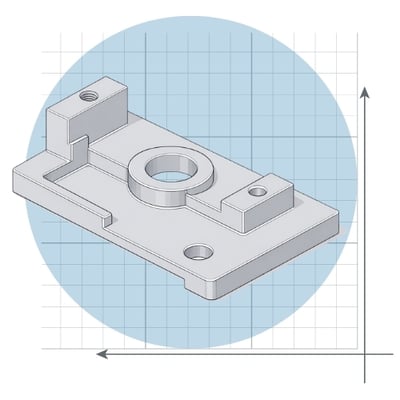 Aluminum part on cartesian plane Aluminum part on cartesian plane