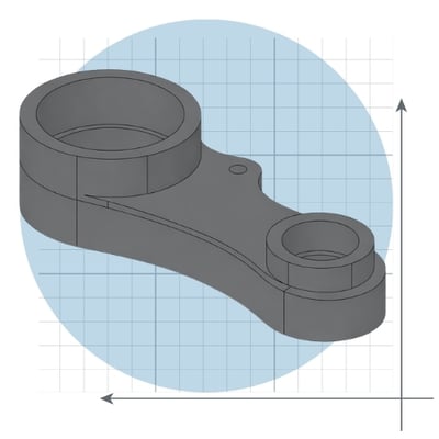 Brass part on cartesian plane