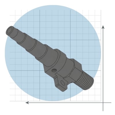 Bronze part on cartesian plane Bronze part on cartesian plane