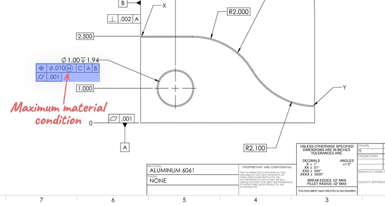 MMC callout on technical drawing