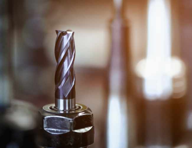 Close-up view of a new end mill