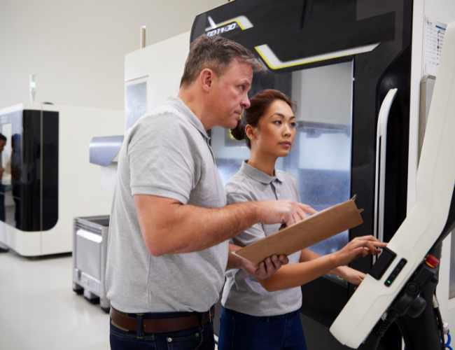 Manufacturing engineers program CNC mill